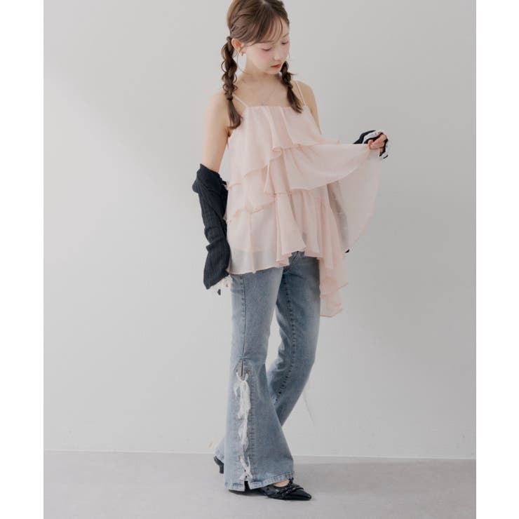 【S/Mサイズ展開】レースアップフレアデニムパンツ | RMAF　NICE CLAUP / OLIVE des OLIVE | 詳細画像14 