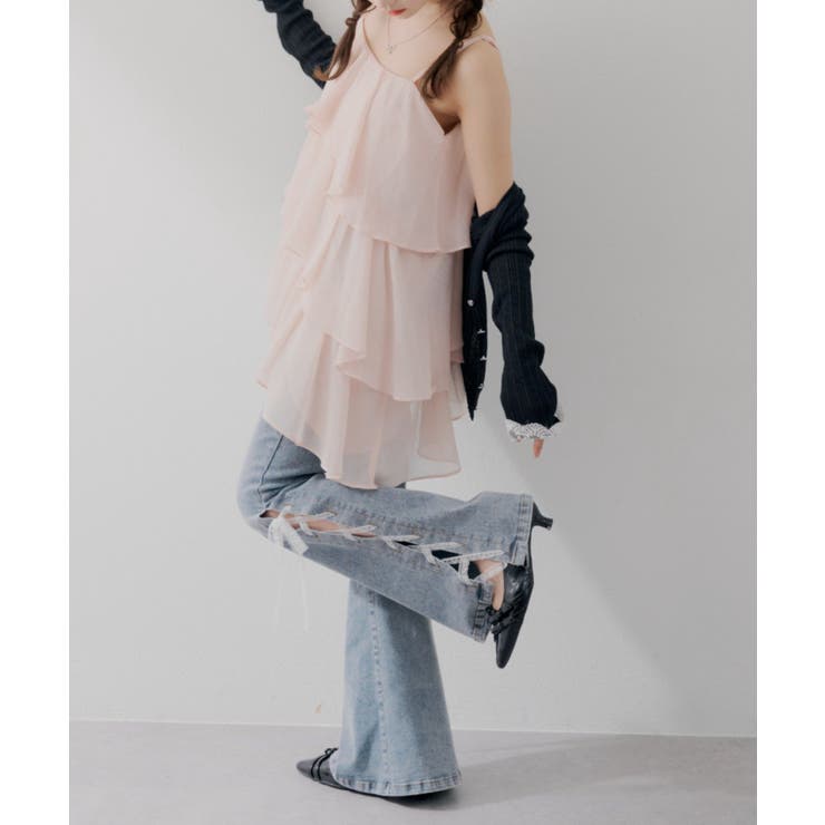 【S/Mサイズ展開】レースアップフレアデニムパンツ | RMAF　NICE CLAUP / OLIVE des OLIVE | 詳細画像15 