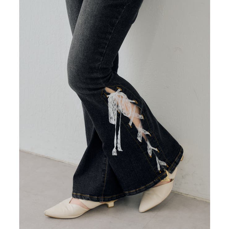 【S/Mサイズ展開】レースアップフレアデニムパンツ | RMAF　NICE CLAUP / OLIVE des OLIVE | 詳細画像19 