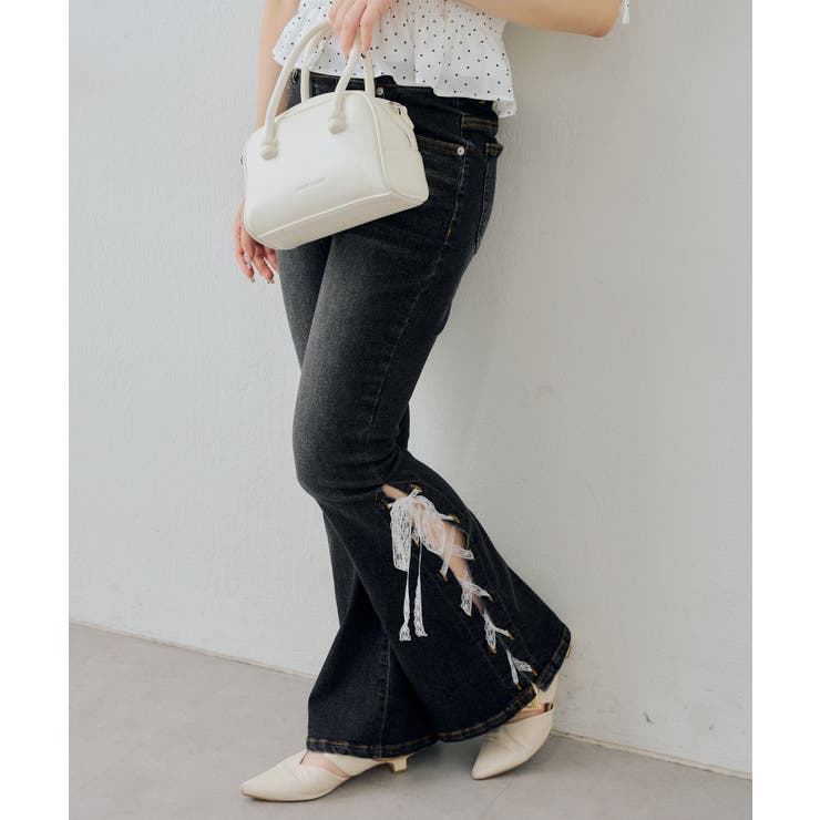 【S/Mサイズ展開】レースアップフレアデニムパンツ | RMAF　NICE CLAUP / OLIVE des OLIVE | 詳細画像20 