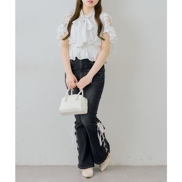 【S/Mサイズ展開】レースアップフレアデニムパンツ | RMAF　NICE CLAUP / OLIVE des OLIVE | 詳細画像22 