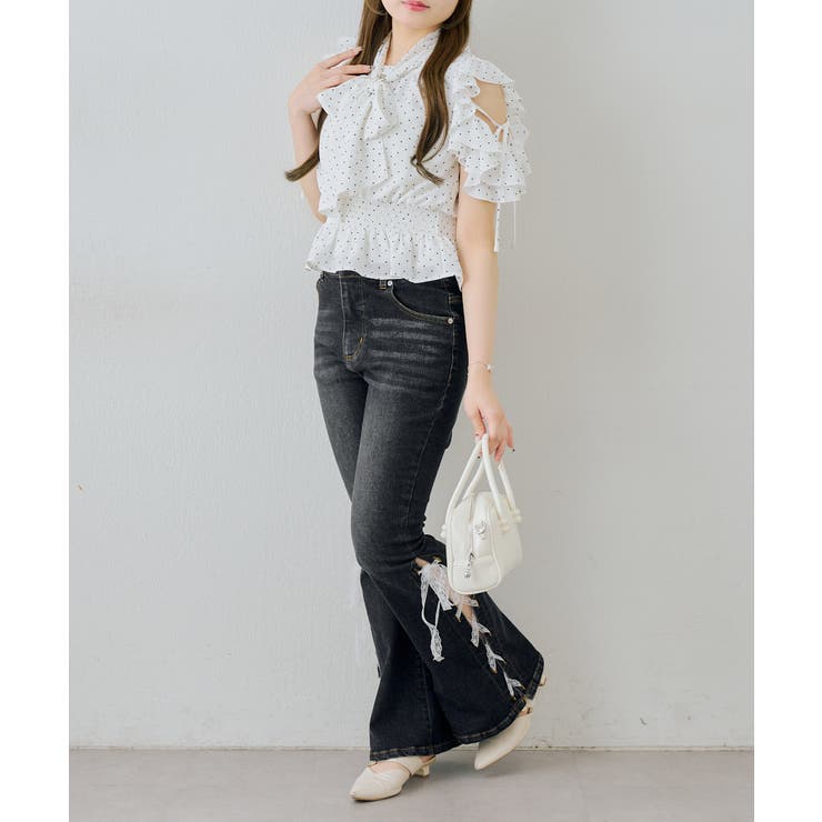 【S/Mサイズ展開】レースアップフレアデニムパンツ | RMAF　NICE CLAUP / OLIVE des OLIVE | 詳細画像24 