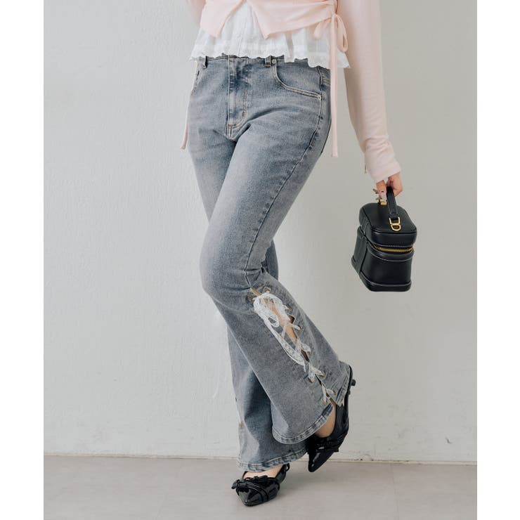 【S/Mサイズ展開】レースアップフレアデニムパンツ | RMAF　NICE CLAUP / OLIVE des OLIVE | 詳細画像30 