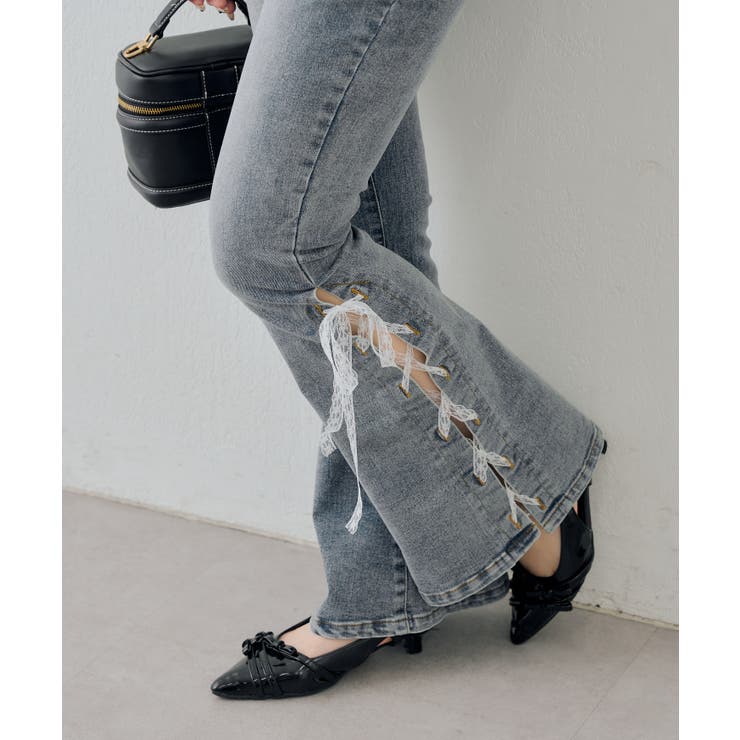 【S/Mサイズ展開】レースアップフレアデニムパンツ | RMAF　NICE CLAUP / OLIVE des OLIVE | 詳細画像31 