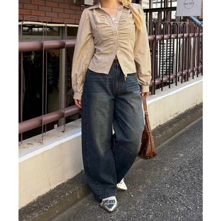【S/Mサイズ展開】チャーム付バレルレッグデニムパンツ | RMAF　NICE CLAUP / OLIVE des OLIVE | 詳細画像4 