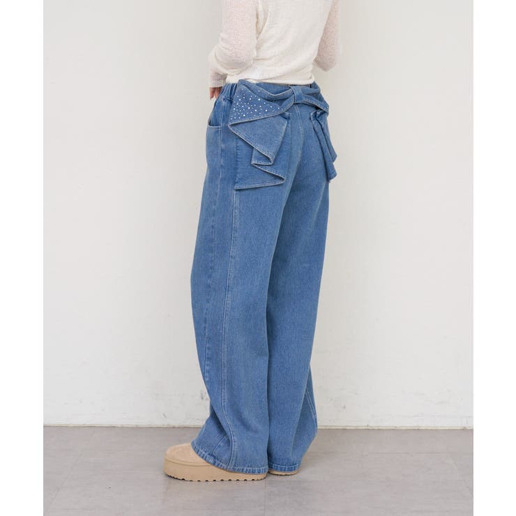 【S/Mサイズ展開】バックリボンストレートデニムパンツ | RMAF　NICE CLAUP / OLIVE des OLIVE | 詳細画像5 