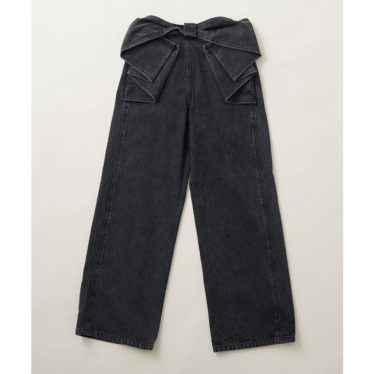 ブラック | 【S/Mサイズ展開】バックリボンストレートデニムパンツ | RMAF　NICE CLAUP / OLIVE des OLIVE