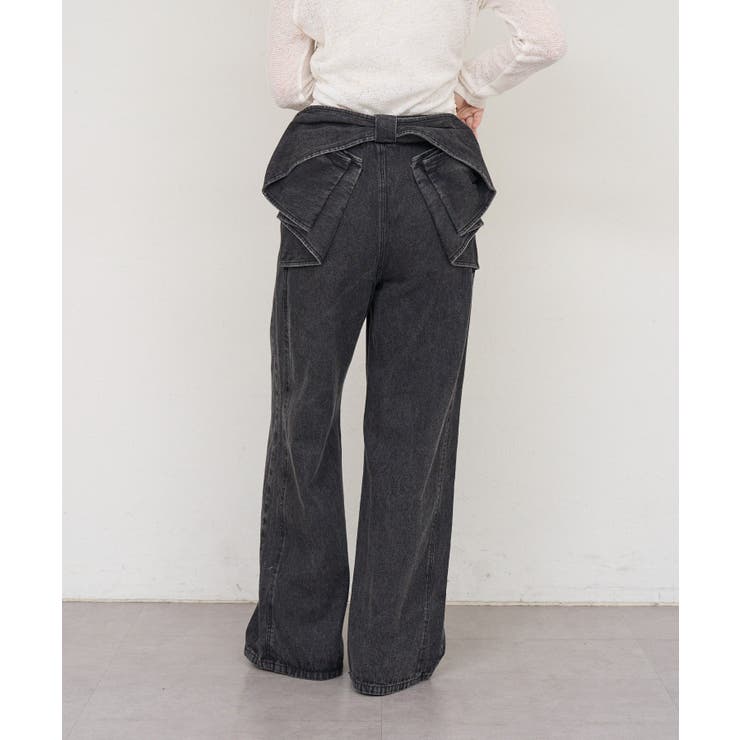 ブラック | 【S/Mサイズ展開】バックリボンストレートデニムパンツ | RMAF　NICE CLAUP / OLIVE des OLIVE