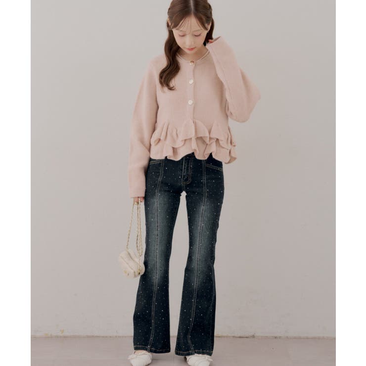 【S/Mサイズ展開】キラキラ後レースアップフレアパンツ | RMAF　NICE CLAUP / OLIVE des OLIVE | 詳細画像7 