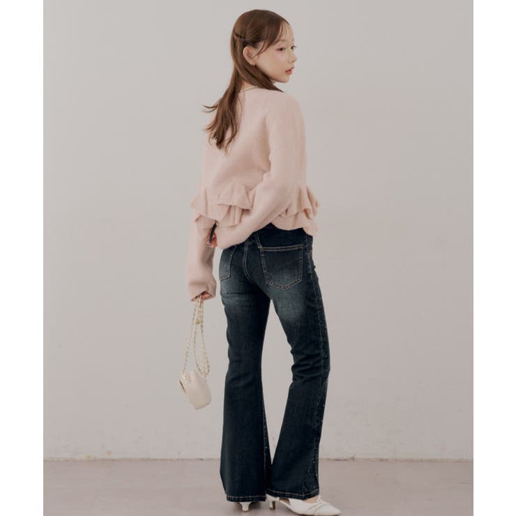【S/Mサイズ展開】キラキラ後レースアップフレアパンツ | RMAF　NICE CLAUP / OLIVE des OLIVE | 詳細画像10 