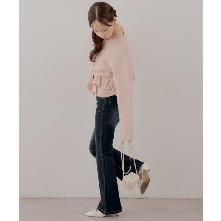 【S/Mサイズ展開】キラキラ後レースアップフレアパンツ | RMAF　NICE CLAUP / OLIVE des OLIVE | 詳細画像11 