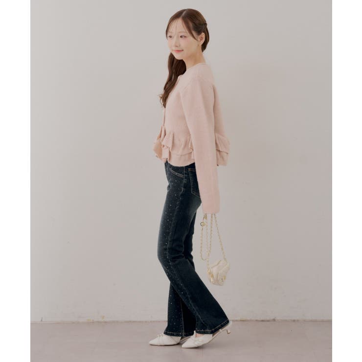 【S/Mサイズ展開】キラキラ後レースアップフレアパンツ | RMAF　NICE CLAUP / OLIVE des OLIVE | 詳細画像12 