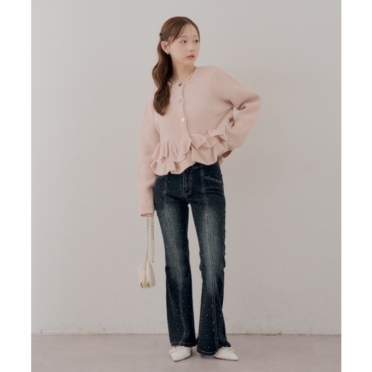 【S/Mサイズ展開】キラキラ後レースアップフレアパンツ | RMAF　NICE CLAUP / OLIVE des OLIVE | 詳細画像13 