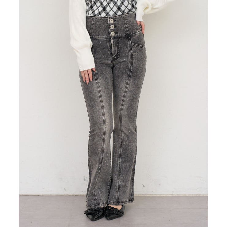 【S/Mサイズ展開】キラキラ後レースアップフレアパンツ | RMAF　NICE CLAUP / OLIVE des OLIVE | 詳細画像19 