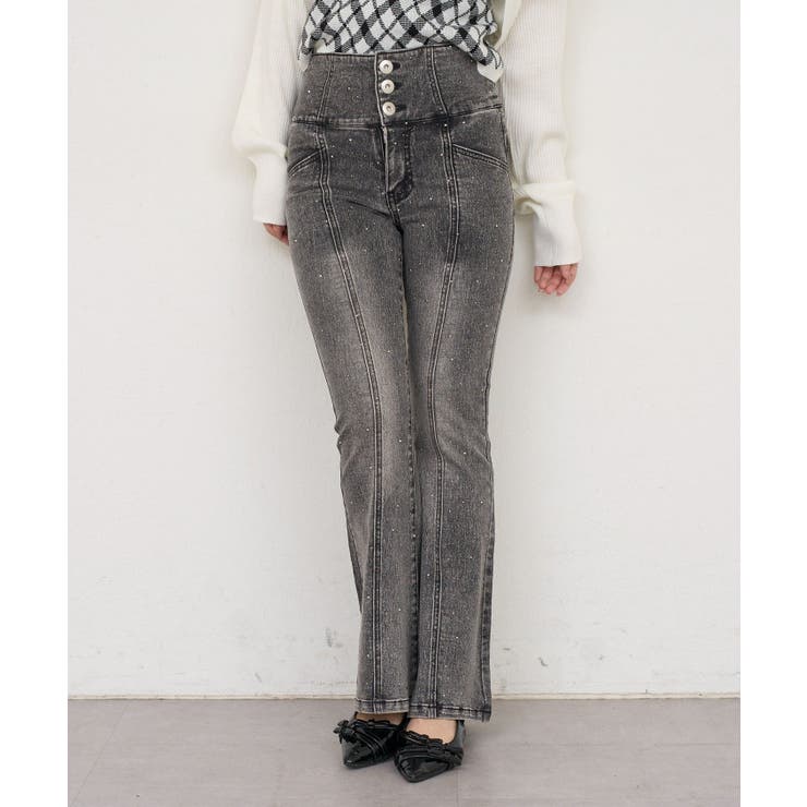 【S/Mサイズ展開】キラキラ後レースアップフレアパンツ | RMAF　NICE CLAUP / OLIVE des OLIVE | 詳細画像20 