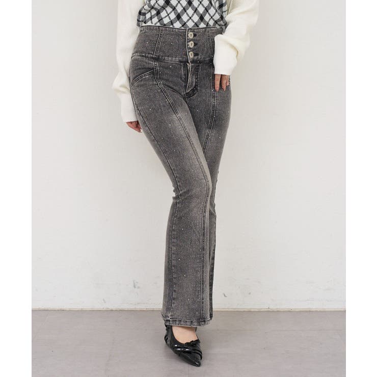 【S/Mサイズ展開】キラキラ後レースアップフレアパンツ | RMAF　NICE CLAUP / OLIVE des OLIVE | 詳細画像21 