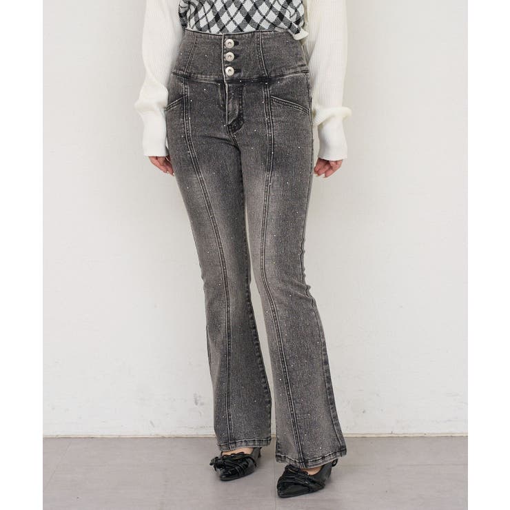 【S/Mサイズ展開】キラキラ後レースアップフレアパンツ | RMAF　NICE CLAUP / OLIVE des OLIVE | 詳細画像22 