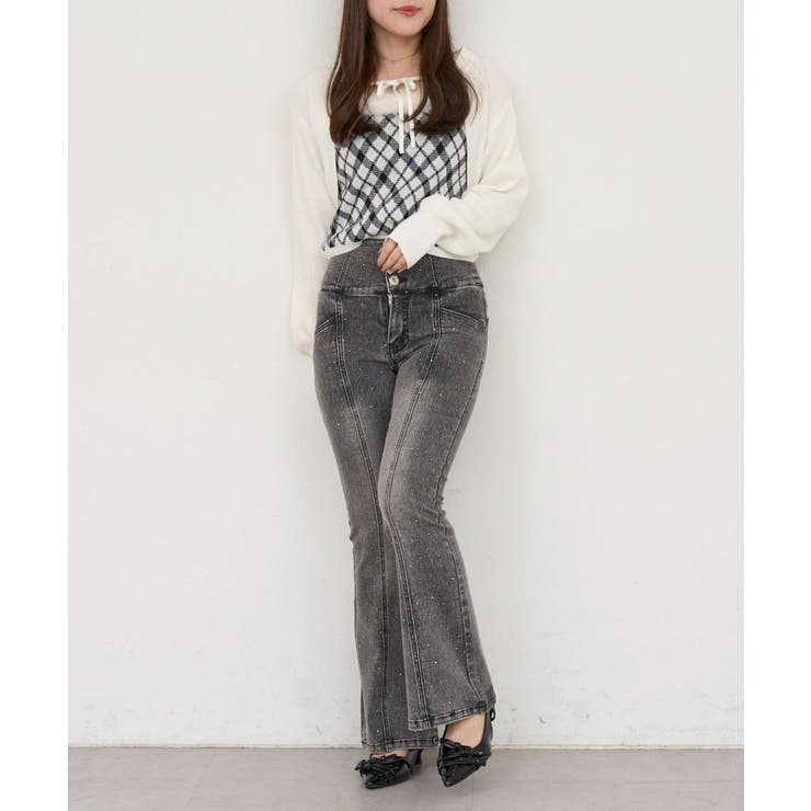 【S/Mサイズ展開】キラキラ後レースアップフレアパンツ | RMAF　NICE CLAUP / OLIVE des OLIVE | 詳細画像24 