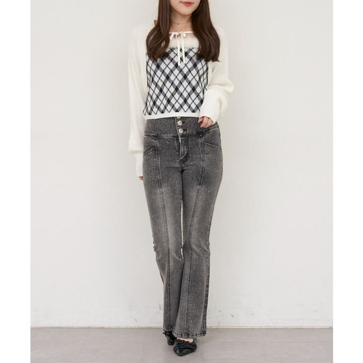 【S/Mサイズ展開】キラキラ後レースアップフレアパンツ | RMAF　NICE CLAUP / OLIVE des OLIVE | 詳細画像25 