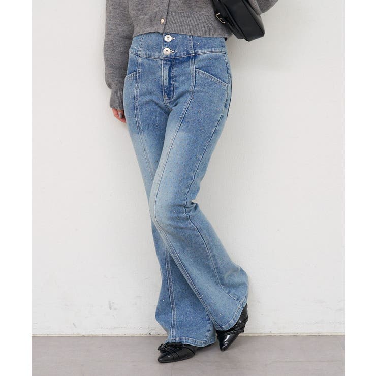 【S/Mサイズ展開】キラキラ後レースアップフレアパンツ | RMAF　NICE CLAUP / OLIVE des OLIVE | 詳細画像28 