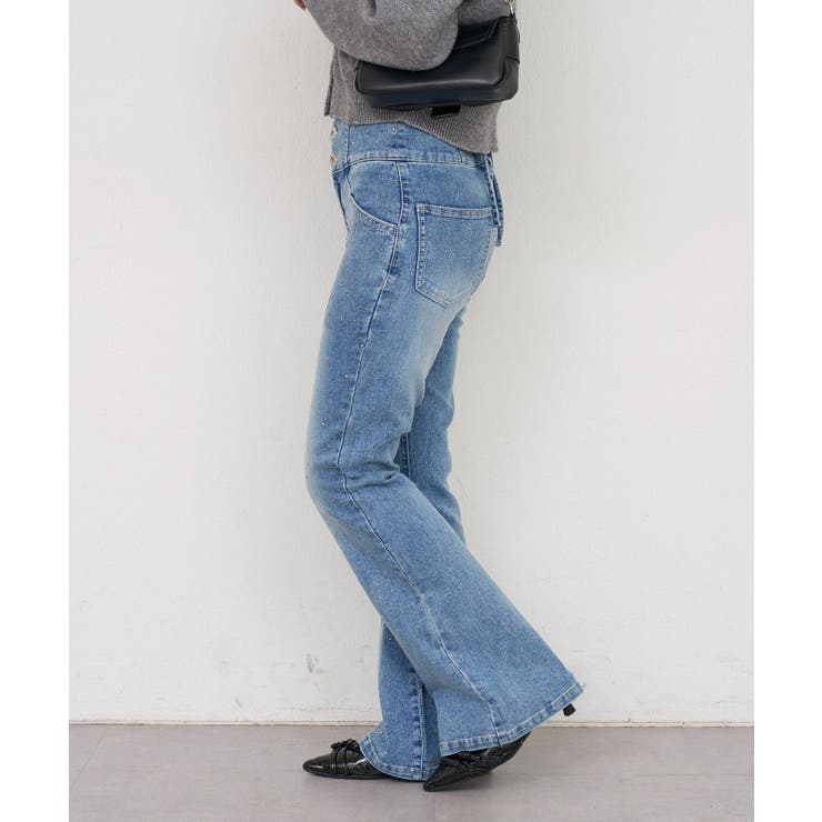 【S/Mサイズ展開】キラキラ後レースアップフレアパンツ | RMAF　NICE CLAUP / OLIVE des OLIVE | 詳細画像29 
