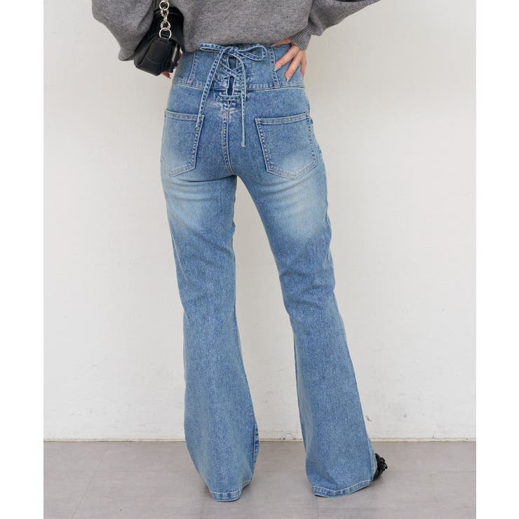 【S/Mサイズ展開】キラキラ後レースアップフレアパンツ | RMAF　NICE CLAUP / OLIVE des OLIVE | 詳細画像30 