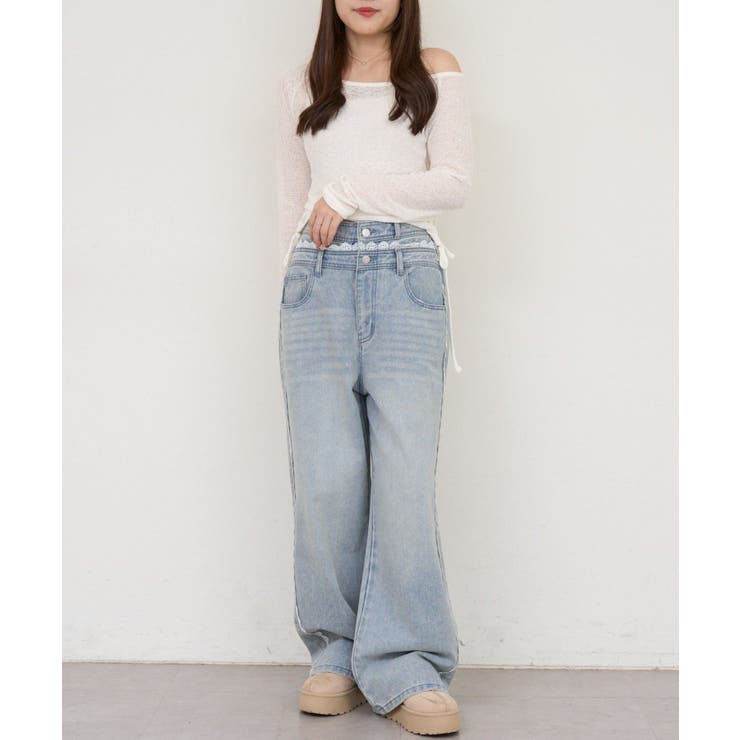 脇レースラインワイドデニムパンツ | RMAF　NICE CLAUP / OLIVE des OLIVE | 詳細画像8 