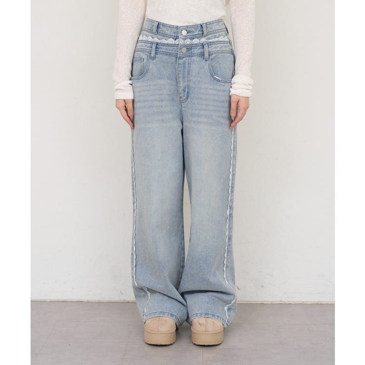 脇レースラインワイドデニムパンツ | RMAF　NICE CLAUP / OLIVE des OLIVE | 詳細画像20 