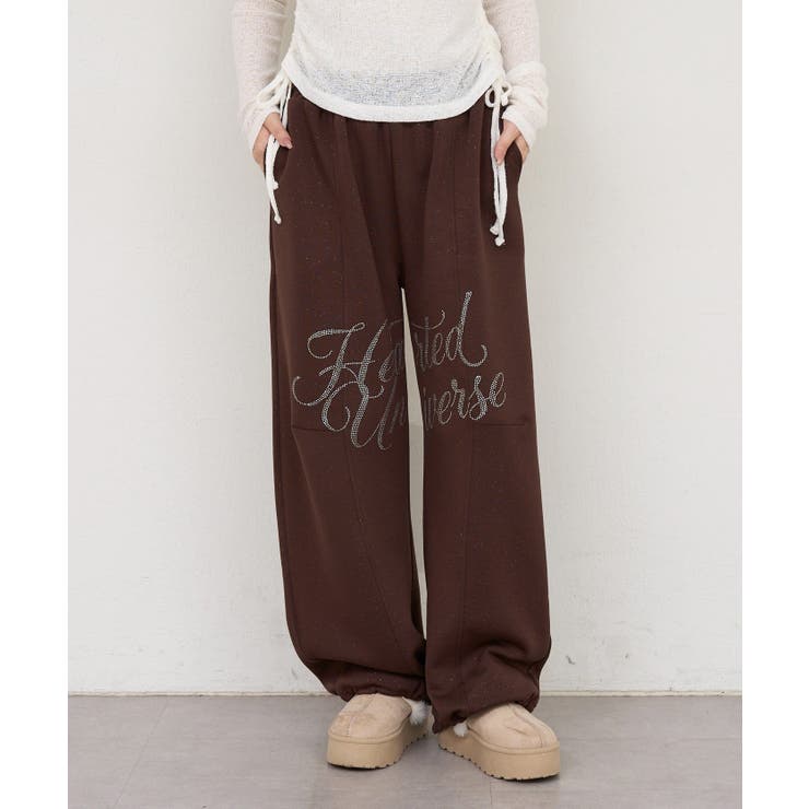 ブラウン | キラキラなキラキラロゴスウェットパンツ | RMAF　NICE CLAUP / OLIVE des OLIVE