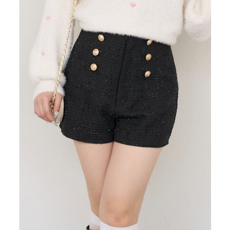ブラック | 【ツイードコレクション】ダブルボタンショートパンツ | RMAF　NICE CLAUP / OLIVE des OLIVE