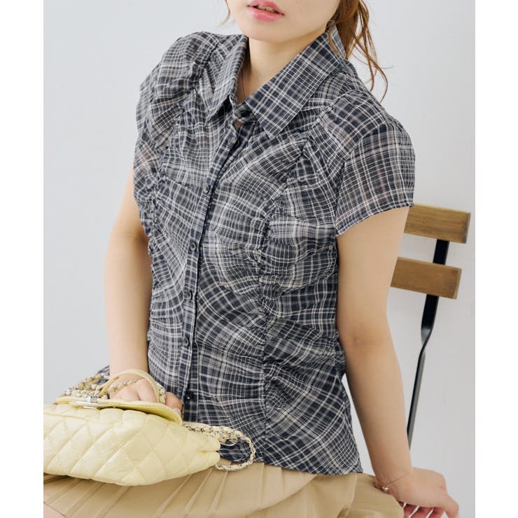 ネイビー | ギャザーコンパクトブラウス | RMAF　NICE CLAUP / OLIVE des OLIVE