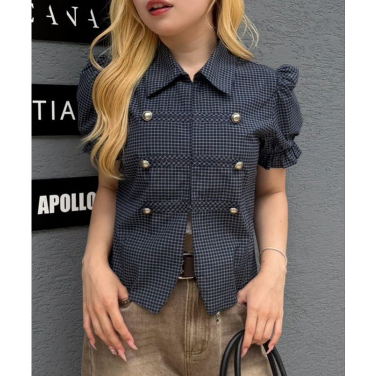 チェック | ナポレオン風パフブラウス | RMAF　NICE CLAUP / OLIVE des OLIVE
