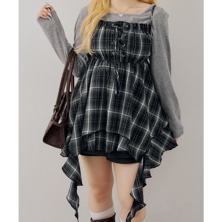 ブラック | 【Web限定】レースアップキャミチュニック | NICE CLAUP / OLIVE des OLIVE　OUTLET