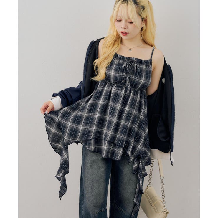 ネイビー | 【Web限定】レースアップキャミチュニック | NICE CLAUP / OLIVE des OLIVE　OUTLET