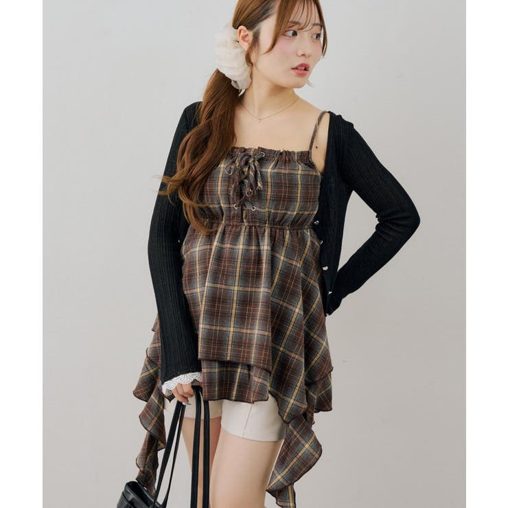 ブラウン | 【Web限定】レースアップキャミチュニック | NICE CLAUP / OLIVE des OLIVE　OUTLET