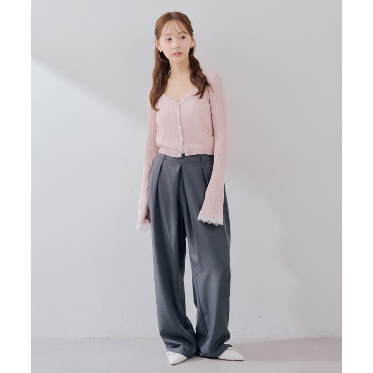 【5色展開】ハート釦袖レースラメカーディガン | RMAF　NICE CLAUP / OLIVE des OLIVE | 詳細画像28 
