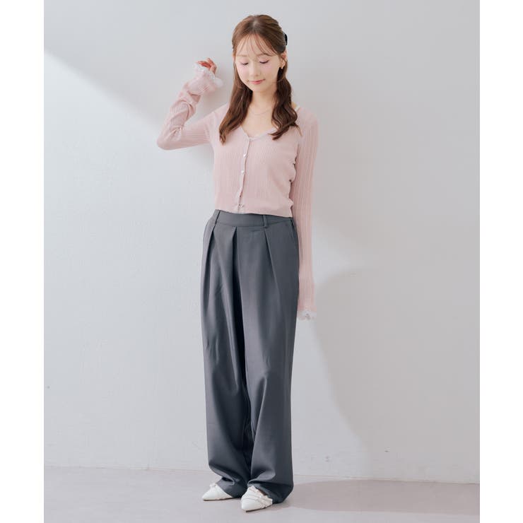 【5色展開】ハート釦袖レースラメカーディガン | RMAF　NICE CLAUP / OLIVE des OLIVE | 詳細画像29 