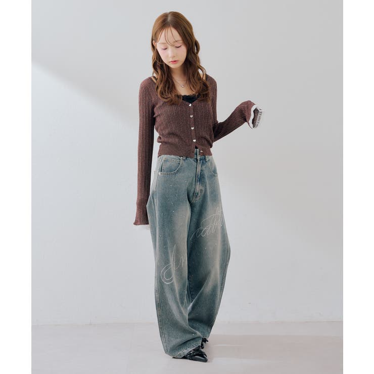 【5色展開】ハート釦袖レースラメカーディガン | RMAF　NICE CLAUP / OLIVE des OLIVE | 詳細画像39 