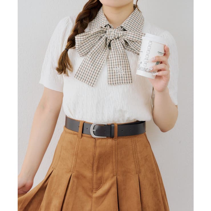 アイボリー | リボンタイケーブル半袖ニット | RMAF　NICE CLAUP / OLIVE des OLIVE