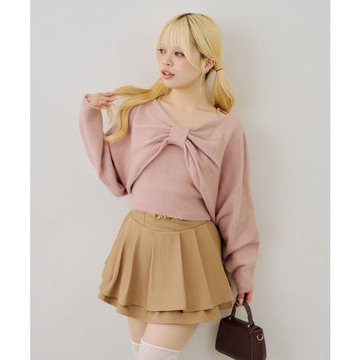 ピンク | ビスチェセットリボンボレロニット | NICE CLAUP / OLIVE des OLIVE　OUTLET
