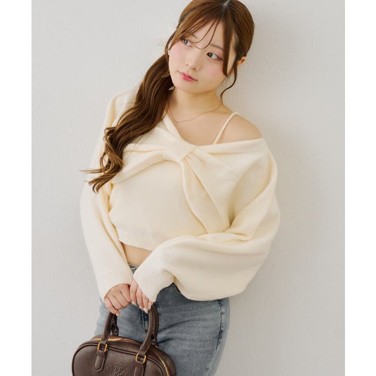 アイボリー | ビスチェセットリボンボレロニット | NICE CLAUP / OLIVE des OLIVE　OUTLET