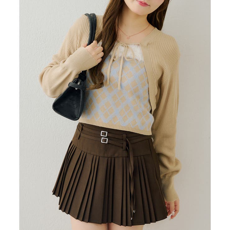 ベージュ | 【セットアイテム】ファー付キャミ×ニットボレロ | RMAF　NICE CLAUP / OLIVE des OLIVE