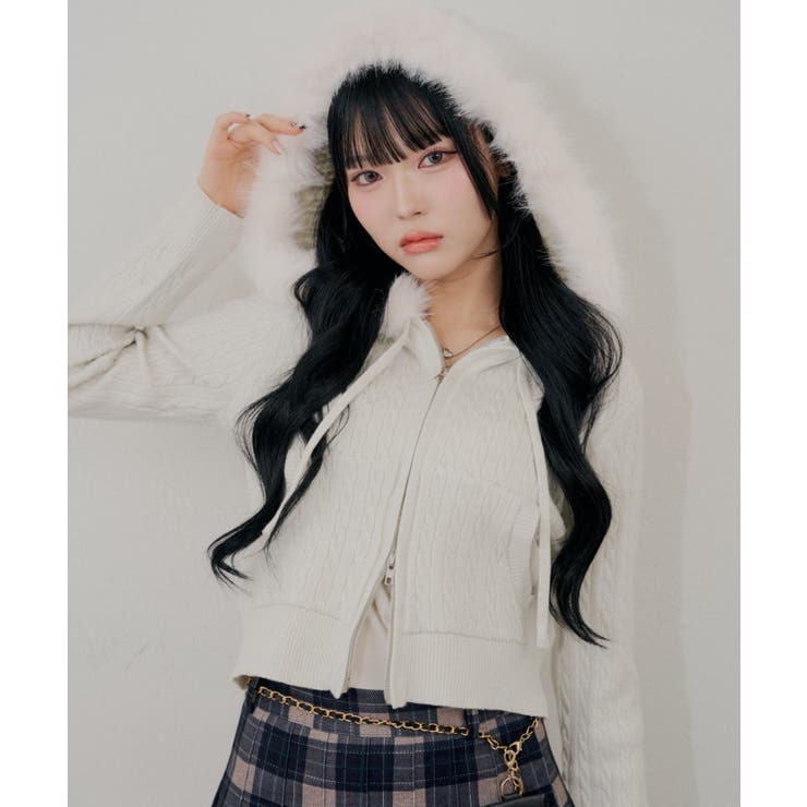 【5色展開】ラメケーブルジップアップパーカー | RMAF　NICE CLAUP / OLIVE des OLIVE | 詳細画像2 