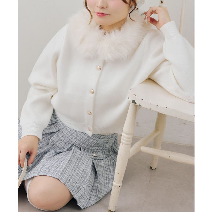 フェイクファー衿ニットカーディガン | RMAF　NICE CLAUP / OLIVE des OLIVE | 詳細画像22 