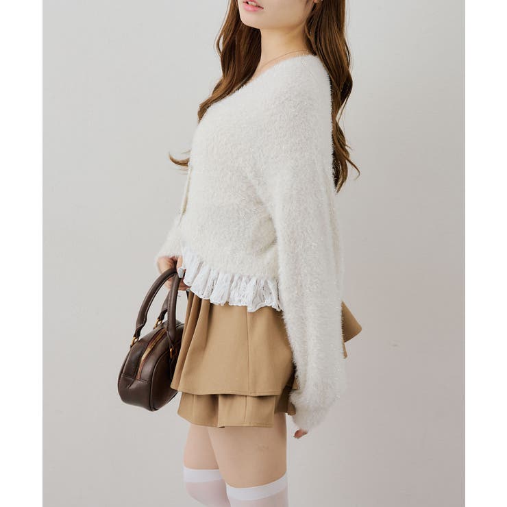 【5色展開】裾レースラメ混フェザーカーディガン | RMAF　NICE CLAUP / OLIVE des OLIVE | 詳細画像10 