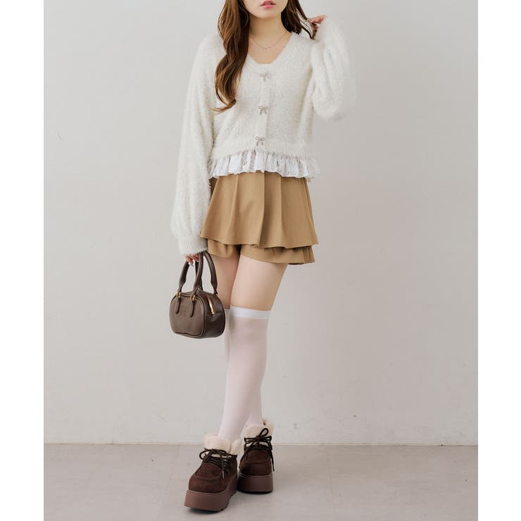 【5色展開】裾レースラメ混フェザーカーディガン | RMAF　NICE CLAUP / OLIVE des OLIVE | 詳細画像11 