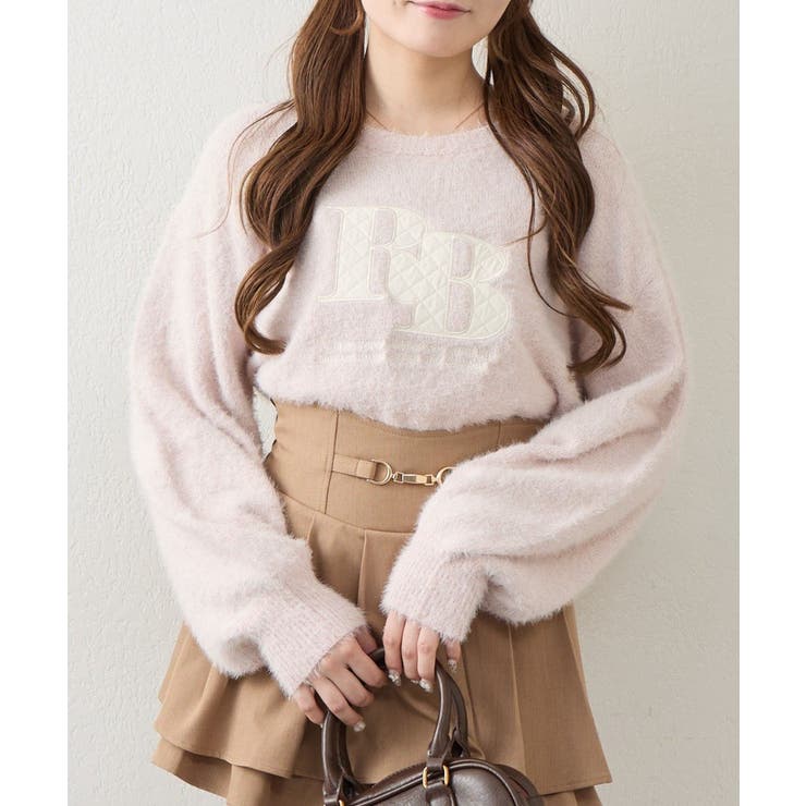 ピンク | ラメフェザーキルトロゴニット | RMAF　NICE CLAUP / OLIVE des OLIVE