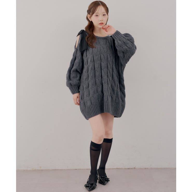肩あきリボンニットワンピース | RMAF　NICE CLAUP / OLIVE des OLIVE | 詳細画像8 