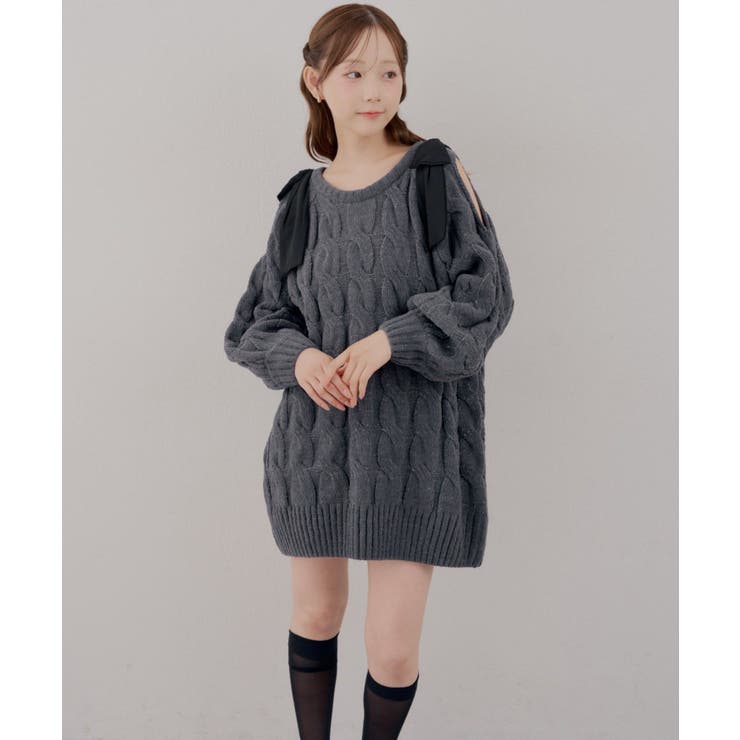 肩あきリボンニットワンピース | RMAF　NICE CLAUP / OLIVE des OLIVE | 詳細画像6 