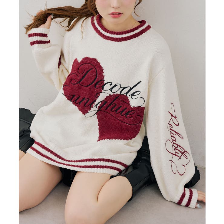 【5色展開】ハートロゴニット | RMAF　NICE CLAUP / OLIVE des OLIVE | 詳細画像1 